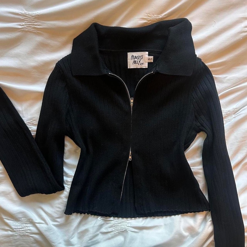 Princess Polly Black Zip Up Jacket, Double Zipper Jacket